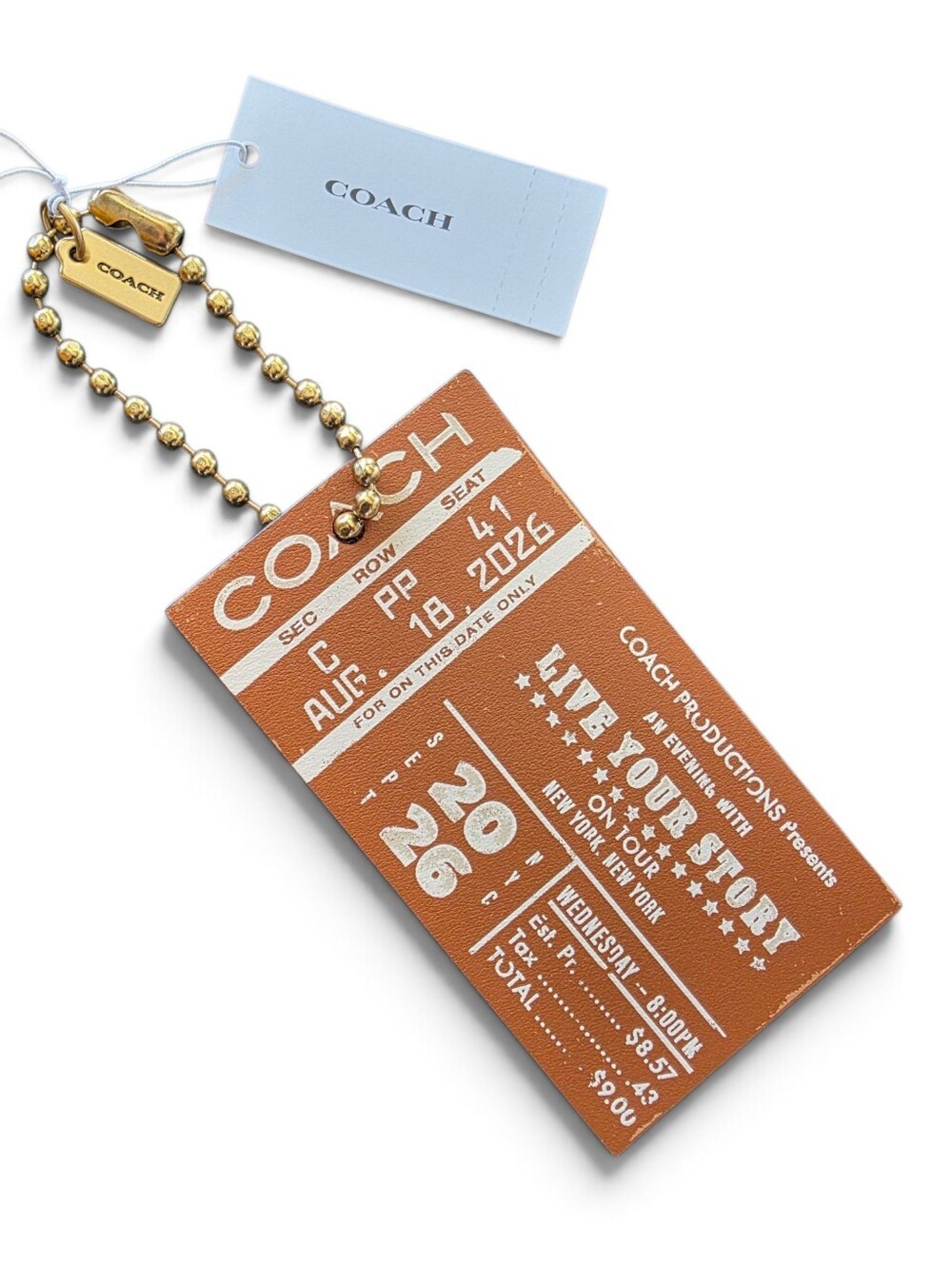 Coach Concert Bag Charm Tabby In Chains Brass Burnished Amber Brown NEW NWT